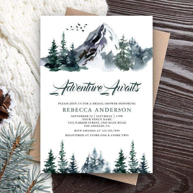 Invitación Adventure Awath Mountain Forest Bridal Shower (Subido por el creador)
