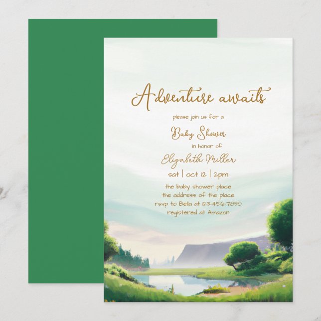 Invitación Adventure Awath Nature Boy Chica Baby Shower (Anverso / Reverso)