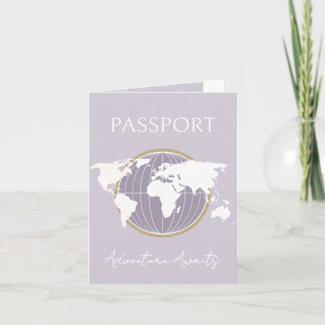 Invitación Adventure Awath Passport Baby Shower Travel (Anverso)