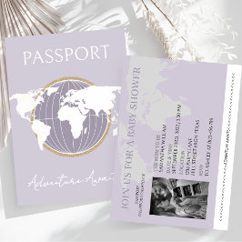 Invitación Adventure Awath Passport Baby Shower Travel