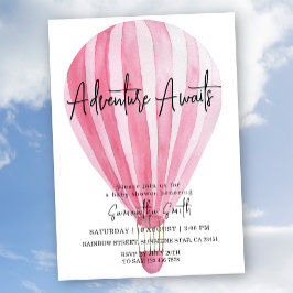 Invitación Adventure Awath Pink Hot Air Balloon Baby Shower