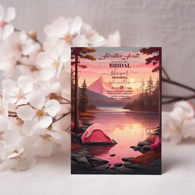 Invitación Adventure Awath Retro Mountain Bridal Shower (Subido por el creador)