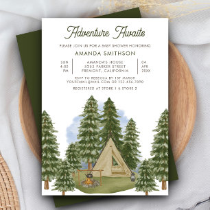 Invitación Adventure Awath Rústic Forest Camping Baby Shower