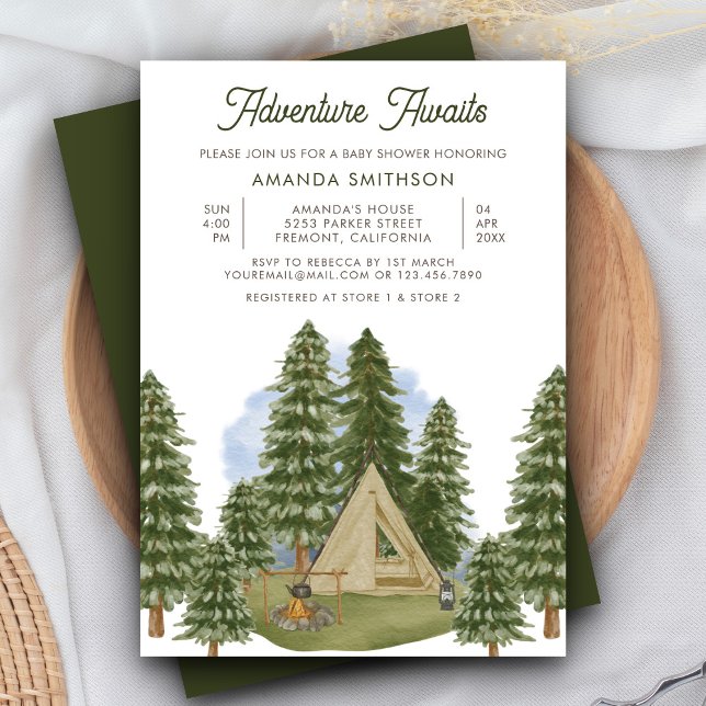 Invitación Adventure Awath Rústic Forest Camping Baby Shower (Subido por el creador)