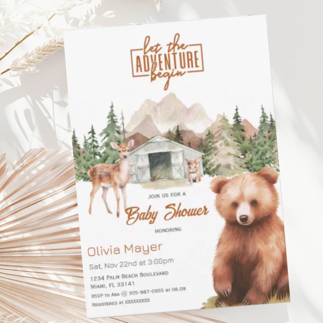 Invitación Adventure Awath Rustic Mountain Baby Shower (Subido por el creador)