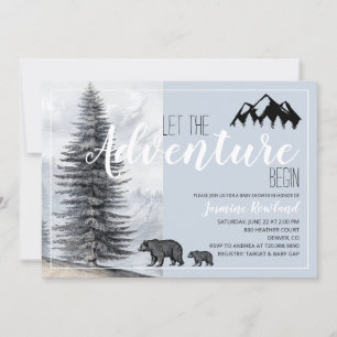 Invitación Adventure Awath Rustic Woodland Bears Baby Shower