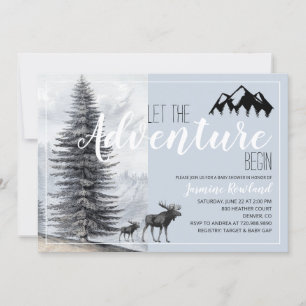 Invitación Adventure Awath Rustic Woodland Moose Baby Shower