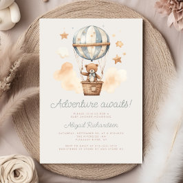 Invitación Adventure Awath Teddy Bear Boy Baby Shower