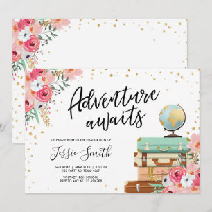 Invitación Adventure Awath Travel Graduation Party School