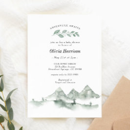 Invitación Adventure Awath Watercolor Mountain Baby Shower