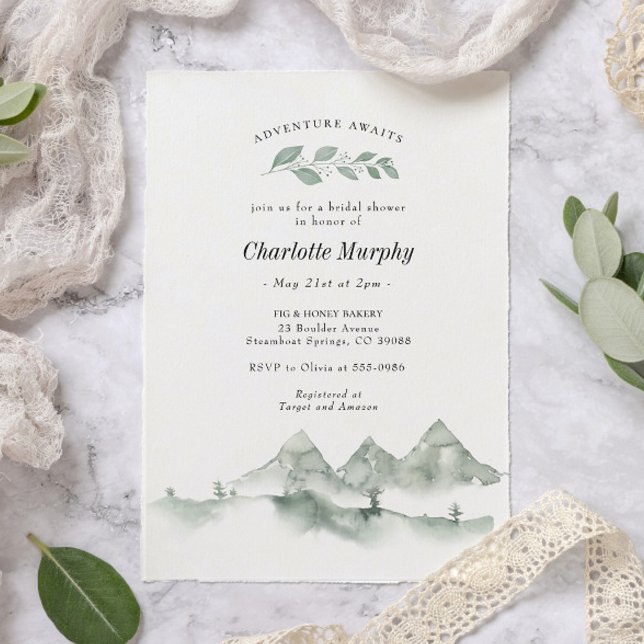 Invitación Adventure Awath Watercolor Mountain Bridal Shower (Subido por el creador)