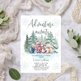 Invitación Adventure Awath Winter Forest Animal Baby Shower