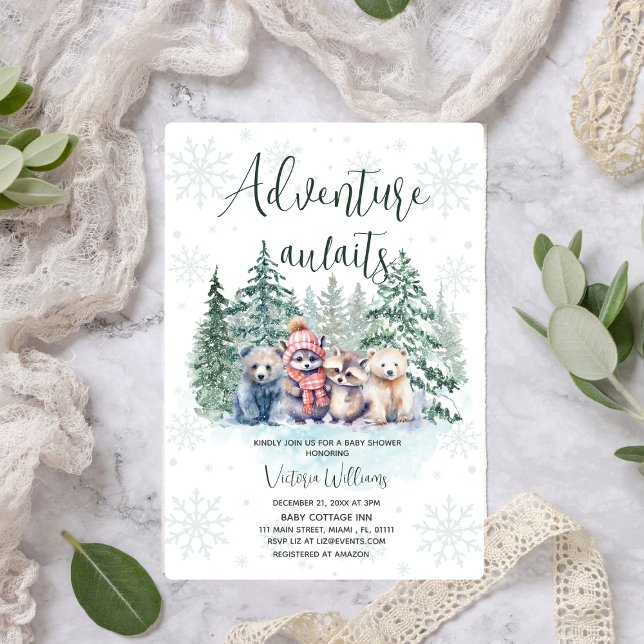 Invitación Adventure Awath Winter Forest Animal Baby Shower (Subido por el creador)