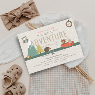 Invitación Adventure Awath Woodland Chica Pink Baby Shower