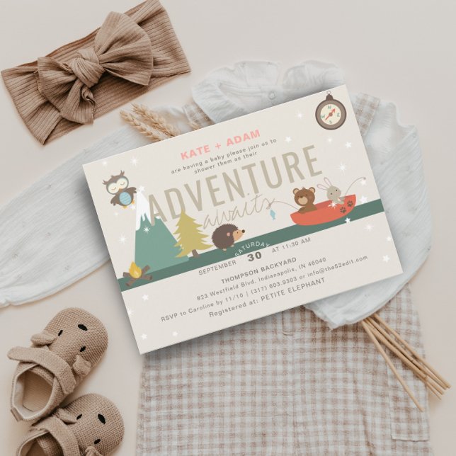 Invitación Adventure Awath Woodland Chica Pink Baby Shower (Subido por el creador)