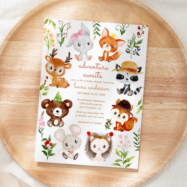 Invitación Adventure Awath Woodland Creations Baby Shower (Subido por el creador)