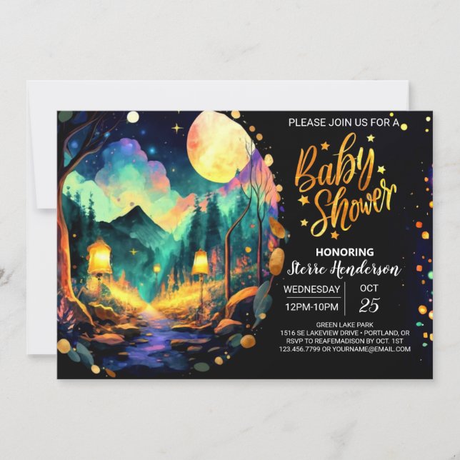 Invitación Adventure Awath Woodland Magic Baby Shower (Anverso)