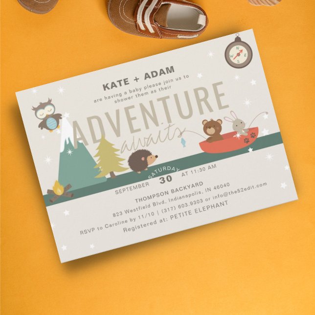 Invitación Adventure Awath Woodland Neutral Taup Baby Shower (Subido por el creador)