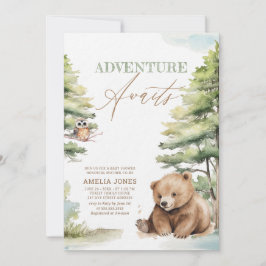 Invitación Adventure Awath Woodland Teddy Bear Baby Shower