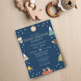 Invitación Adventure Awath Woodland Twin Boys Baby Shower