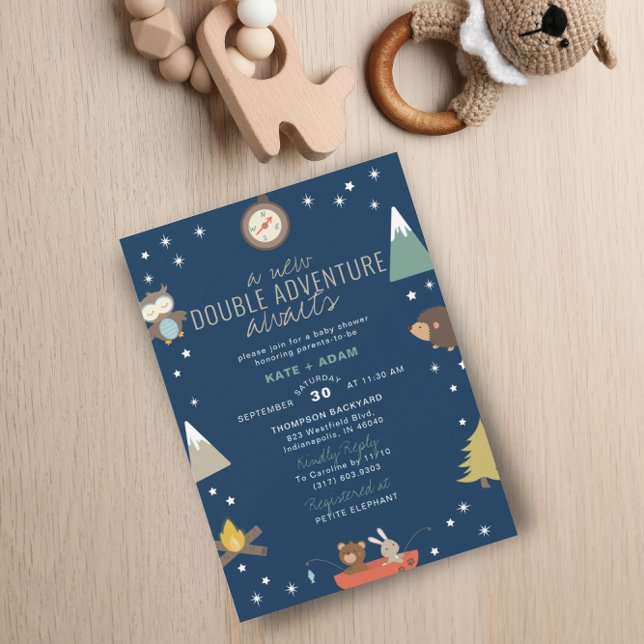 Invitación Adventure Awath Woodland Twin Boys Baby Shower (Subido por el creador)