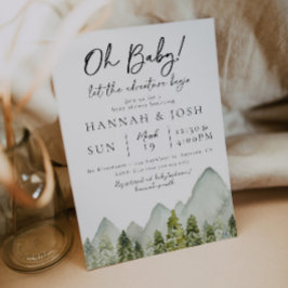 Invitación Adventure Baby Shower | Árboles acuarelas