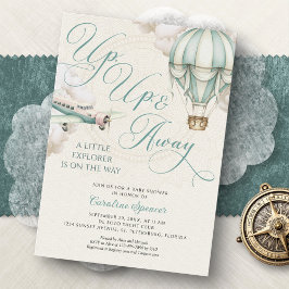 Invitación Adventure Balloon Airplane Baby Shower Invitation