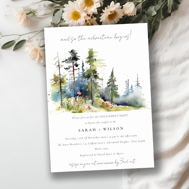Invitación Adventure Begin Pine Forest Landscape Engagement (Subido por el creador)