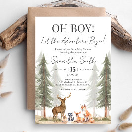 Invitación Adventure Begin Woodland Animals Baby Shower