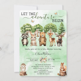 Invitación Adventure Begin Woodland GenderNeutral Baby Shower