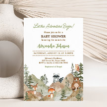 Adventure Begin Woodland Mountain Baby Shower