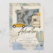 Adventure Beging Travel Map Drive-by Baby Shower