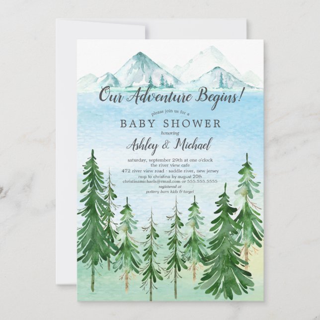 Invitación Adventure Begins Boy baby Shower (Anverso)