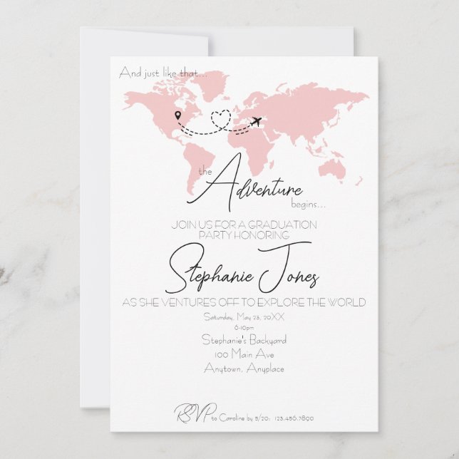 Invitación Adventure Begins College Graduation Party (Anverso)