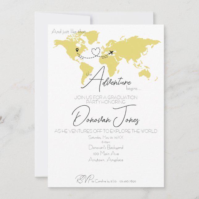 Invitación Adventure Begins College Graduation Party (Anverso)