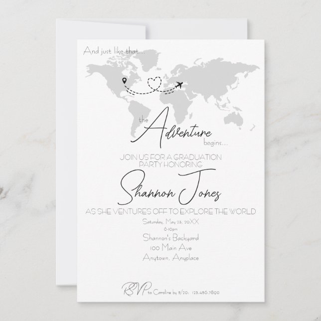 Invitación Adventure Begins College Graduation Party (Anverso)