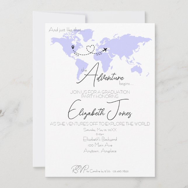 Invitación Adventure Begins College Graduation Party (Anverso)