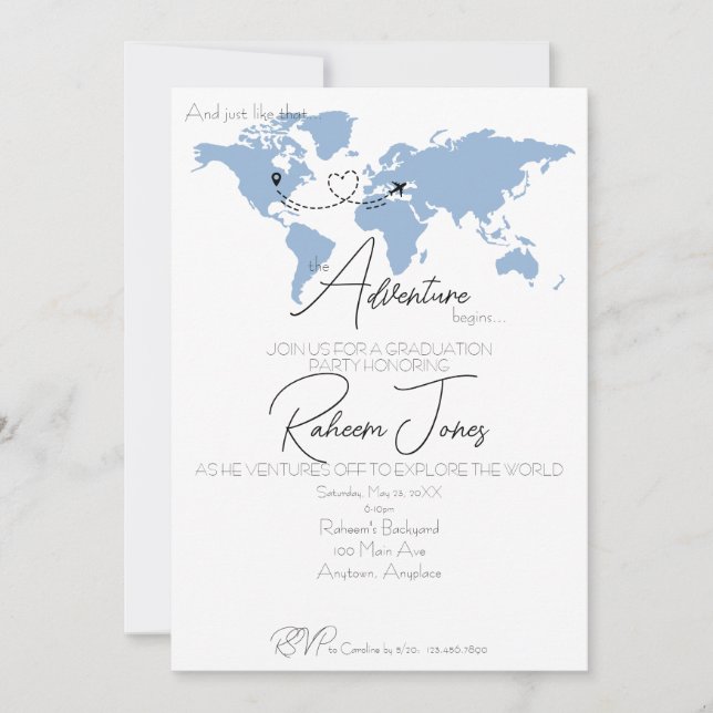 Invitación Adventure Begins College Graduation Party (Anverso)