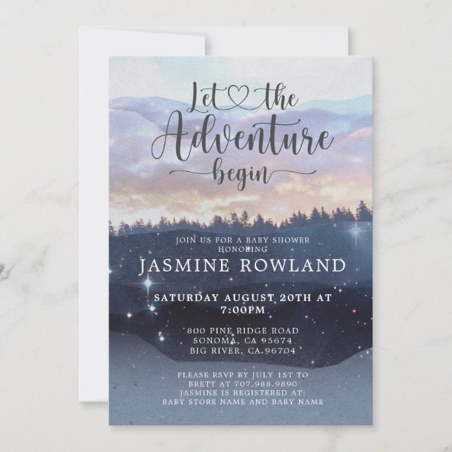 Invitación Adventure Begins Forest Baby Shower Invitation (Anverso)