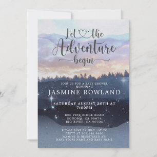 Invitación Adventure Begins Forest Baby Shower Invitation