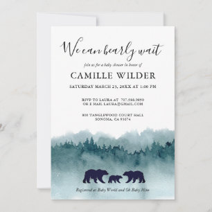 Invitación Adventure Begins Mountains Bears Baby Shower
