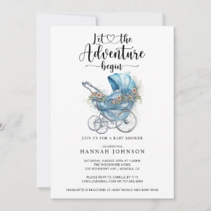 Invitación Adventure Begins Watercolor Baby Shower