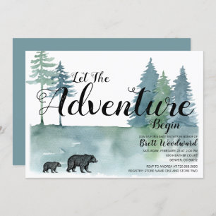 Invitación Adventure Begins Watercolor Bears Baby Shower