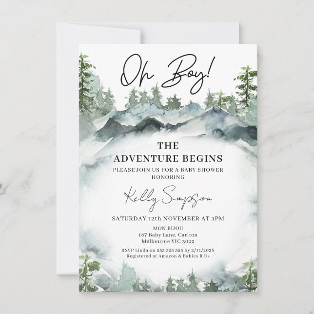 Invitación Adventure Begins Wilderness Scene Baby Shower (Anverso)