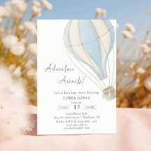 Adventure Begur Blue Hot Air Balloon Baby Shower