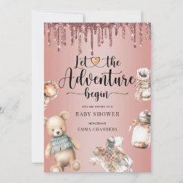 Invitación Adventure Begur Rosa Purpurina de oro de Baby Show