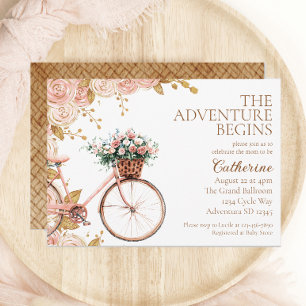 Invitación Adventure Begur Vieja Floral Bike Baby Shower