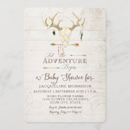 Invitación Adventure Boy Baby Shower Teepee Wood Arrows Deer