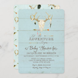 Invitación Adventure Boy Baby Shower Teepee Wood Arrows Deer