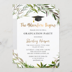 Invitación Adventure comienza la graduación de Greenery Scrip